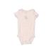 Carter's Short Sleeve Onesie: Pink Bottoms - Size 12 Month