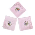 Serviette en coton avec fleurs brodées pour femmes mouchoir en dentelle lavable poche couleur