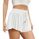 AUTOMET Damen 2 in 1 Flowy Laufshorts Casual Sommer Athletic Shorts, weiß, S