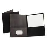 Oxford Twin-Pocket Folder Embossed Leather Grain Paper 0.5 Capacity 11 x 8.5 Black 25/Box (57506)