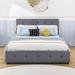 Red Barrel Studio® Linen Platform Bed w/ Headboard & Drawers Upholstered/Linen in Gray | 43 H x 65 W x 85 D in | Wayfair