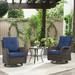 Red Barrel Studio® Addre Outdoor 3 Pieces Patio Furniture Set, Wicker Rattan Rocking Chair & End Table w/ cushions Wicker/Rattan in Brown | Wayfair