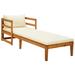 walmeck Sun Lounger with White Cushions Solid Acacia Wood