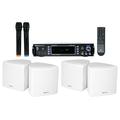 Rockville Hybrid Home Theater Karaoke Receiver+Mics+(4) 3.5 White Cube Speakers