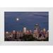 Jones Adam 14x11 White Modern Wood Framed Museum Art Print Titled - Seattle skyline and super moon at dusk-Seattle-Washington State