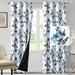Fashnice Darkening Drapes Energy Efficient Windows Curtains Thermal Insulated Classic Blackout Window Curtain Grommet Privacy Floral Print Thick Anti-rust Gray Blue 2Pc-W:52 x H:63