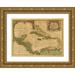 Vintage Maps 14x11 Gold Ornate Wood Framed with Double Matting Museum Art Print Titled - West Indies and the adjacent parts of North and South America 1755