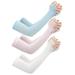 3 Pairs Cooling Elbow Protector Sun Protector Cuff Arm Guard Elbow Protection Pads Long Ice Silk Elbow Guard Sleeve (Sky Blue + Pink + White)