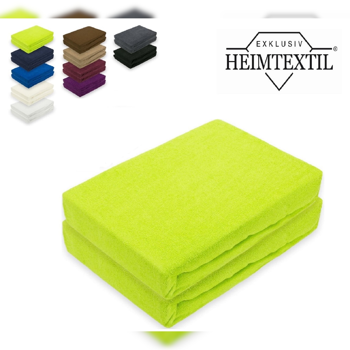 EXKLUSIV HEIMTEXTIL Doppelpack Frottee Spannbettlaken Premium Apfelgrün/Limette 140 - 160 x 200 cm Image