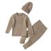 JDEFEG 4T Boys Sweater Set Baby Girls Boys Solid Autumn Ribbed Long Sleeve Knit Sweater Headbands Set Clothes Toddler Size 2 Track Suit Cotton Grey 100