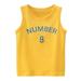 JDEFEG Boys Long Sleeve Shirt Toddler Kids Baby Boys Girls Letter Number 8 Sleeveless Crewneck Vest T Shirts Tops Tee Clothes for Children Top for Christmas for Boys Cotton Yellow 130