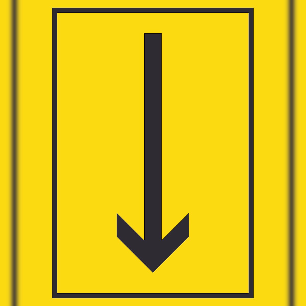 Richtungspfeil runter Schild hochkant schwarz gelb Pfeil A0 Rückseite selbstklebend Image