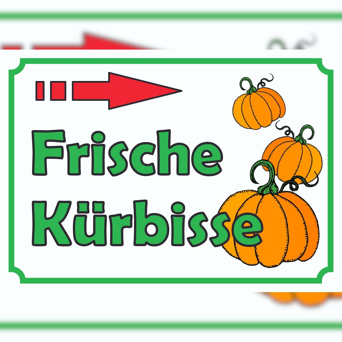 Verkaufsschild Schild Kürbis zu verkaufen Pfeil nach rechts A2 (420x594mm) Image