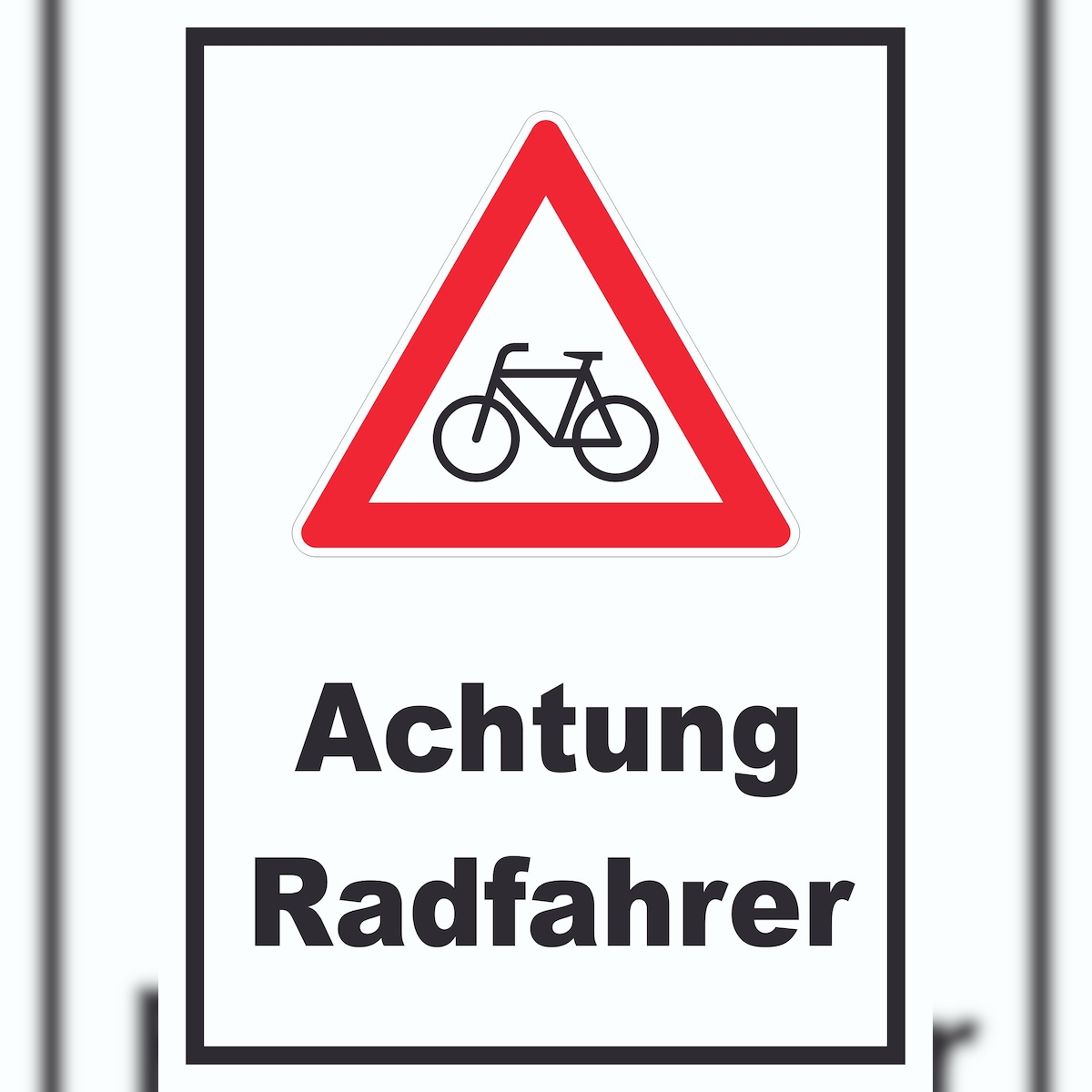 Achtung Radfahrer Fahrräder Schild A1 Rückseite selbstklebend Image