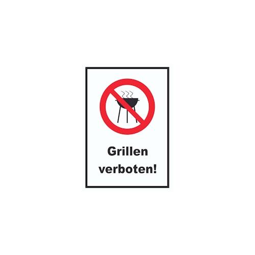 Grillen verboten Schild A0 Rückseite selbstklebend