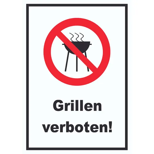 Grillen verboten Schild A0 Rückseite selbstklebend