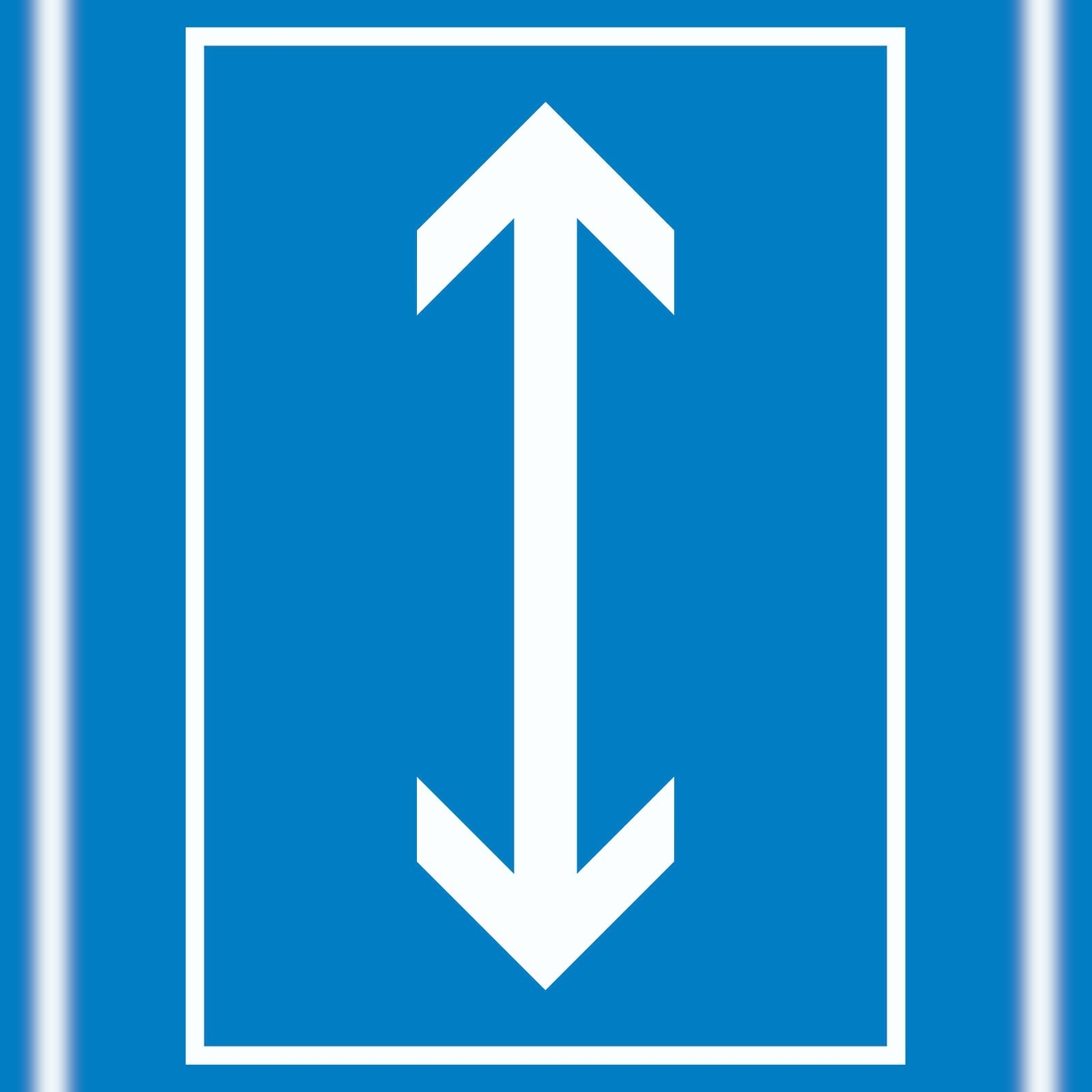 Richtungspfeil hoch runter Schild hochkant weiss blau Pfeil A0 Rückseite selbstklebend Image