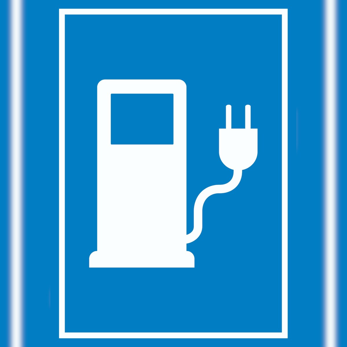 Stromtankstelle Schild Elektrofahrzeug A2 Rückseite selbstklebend Image