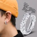 Boucles d'oreilles rondes en acier inoxydable pour hommes bijoux plaqués argent pour cadeaux Cool