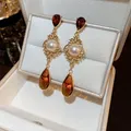 Boucles d'oreilles Vintage en cristal goutte d'eau Champagne pour Femme Style Baroque rétro