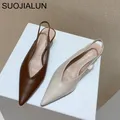 SUOJIALUN – Mules de marque pour femmes chaussures à bout pointu et à bout peu profond sandales à