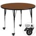 Flash Furniture XU-A42-RND-OAK-H-A-CAS-GG 42" Round Mobile Activity Table - Laminate Top, Oak, Brown