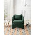 Primary Living Room Chair Modern Fabric Upholstered Leisure Barrel Accent Chair with Backrest and Armrest Comfty Club Chair Single Sofa for Home Bedroom Office Emerald