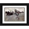 Pyle Howard 14x11 Black Ornate Wood Framed with Double Matting Museum Art Print Titled - The Connecticut Settlers Entering The Western Reserve