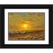 Adamov Alexey 14x12 Black Ornate Wood Framed with Double Matting Museum Art Print Titled - Sunset over the Sea with Seagulls II