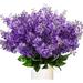 Sinhoon 4Pcs Artificial Hyacinth Flowers Fake Wisteria Flowers UV Resistant Silk Flowers Floral Arrangements for Home Wedding Party Garden Porch Hotel Outdoor Cemetery Decor Deep Purple