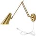 Kiven Plug in Swing Arm Wall Lamp Vintage Plug in Wall Sconce with Iron Lampshade 5.9ft Plug-in Cord E26 Socket