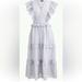 J. Crew Dresses | J Crew Ruffle-Sleeve Cotton Voile Dress Ax318, Size Medium **New** | Color: Gray/White | Size: M