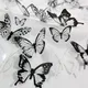 Stickers Muraux Papillon Noir et Blanc Décoration 3D Papillons Parfaits Paillettes Ornements