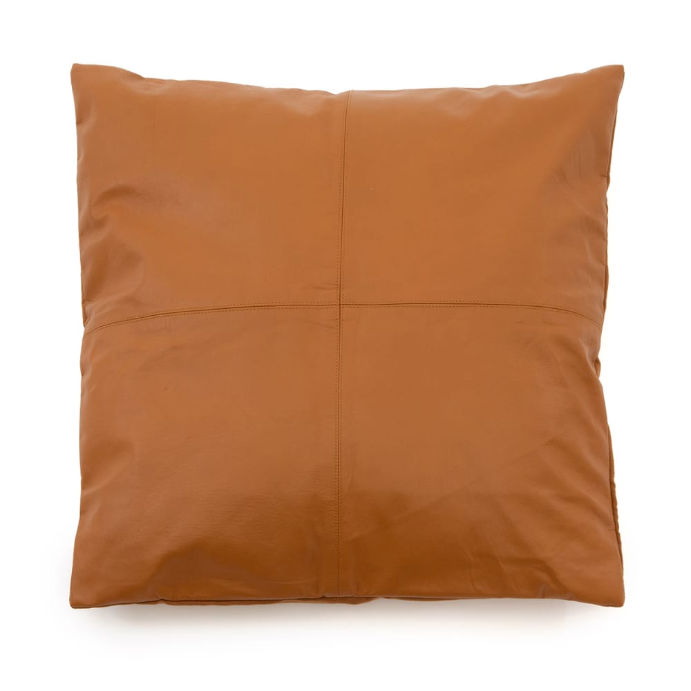 Housse de coussin en cuir camel 60x60 cm