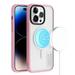 For Iphone 14 Pro Max 6.7 Shockproof Hybrid Magnetic Circle With Stand - Clearpink