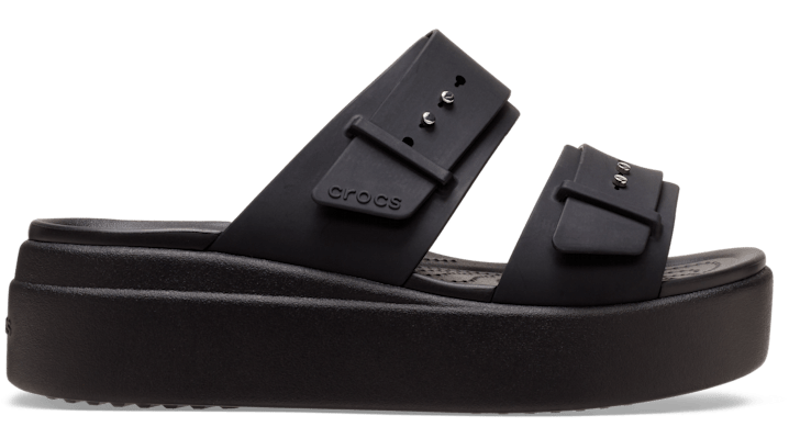 Crocs Black Women's Crocs Brooklyn Sandal Low Wedge Shoes