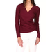 Michael Kors Tops | Michael Kors Women's Dark Ruby Burgundry Ribbed Faux-Wrap Blouse, Size Medium | Color: Purple/Red | Size: M