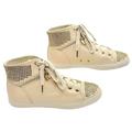 Michael Kors Shoes | Michael Kors Shoes Boerum Studded High Tops Vanilla Womens Size 8 | Color: Cream/Gold | Size: 8