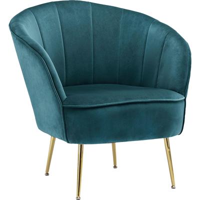 Sessel KAYOOM "Poola 100, gemütlicher Cocktail-Sessel, edler Samtbezug", blau (teal), B:76cm H:78cm T:67cm, Bezug: 100% Polyester (Samt) / Korpus: Sperrholz/ Gestell: Eisen, Sessel, Polstersessel Einzelsessel, samtweich, gesteppt, gemütlich, tiefe... Image