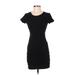 Silence and Noise Casual Dress - Bodycon Crew Neck Short sleeves: Black Print Dresses - Women's Size Small