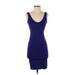 Forever 21 Casual Dress - Bodycon Plunge Sleeveless: Purple Print Dresses - Women's Size Small