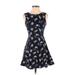 Forever 21 Casual Dress - A-Line High Neck Sleeveless: Blue Floral Dresses - Women's Size Small