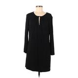 Casual Dress - Shift Keyhole 3/4 sleeves: Black Print Dresses - Women's Size Medium