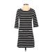 Nine 1 Eight Casual Dress - Shift Scoop Neck 3/4 sleeves: Black Color Block Dresses - Women's Size Small