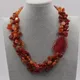 GuaiGuai-Collier à 3 brins d'agate cornaline rouge naturelle pour femme perles de pépite agates