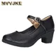 MVVJEllsummer-Sandales en cuir de style ethnique chaussures mère à talon moyen trouées optique