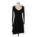 AMERICAN TWIST Los Angeles Casual Dress - A-Line Scoop Neck Long sleeves: Black Print Dresses - Women's Size Small