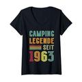 Damen Camper 61. Geburtstag 1963 Sprüche 61 Jahre Camping T-Shirt mit V-Ausschnitt