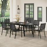 7/9-Piece Patio E-coating Dining Set of 6/8 Stackable Chairs & 1 Extendable Metal Table