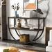 Rustic Industrial Design Demilune Shape Console Table with Shelf, Textured Metal Distressed Wood Sofa Table